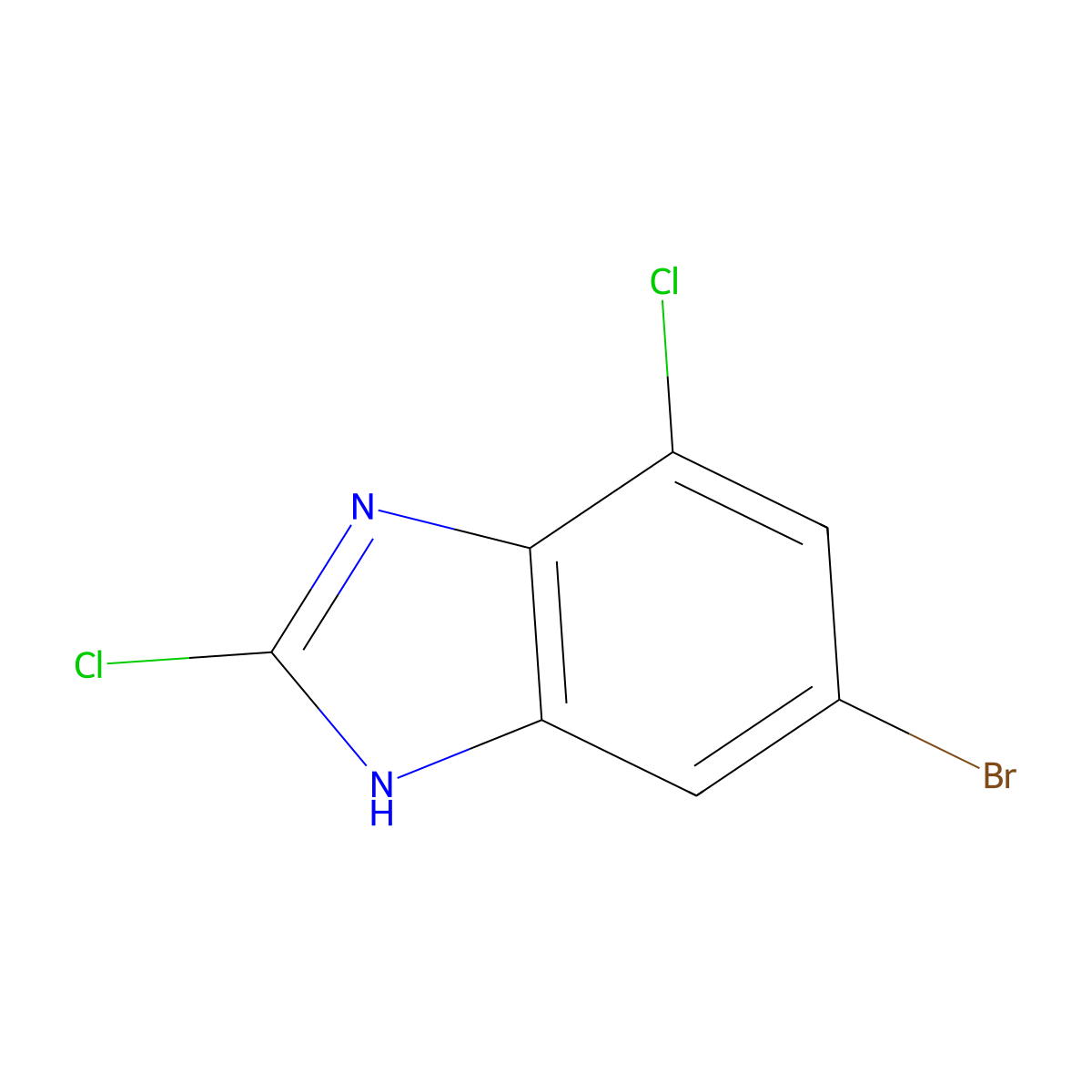 5-Bromo-2,7-dichloro-1H-1,3-benzimidazole molecular structure, CAS 1388060-80-7