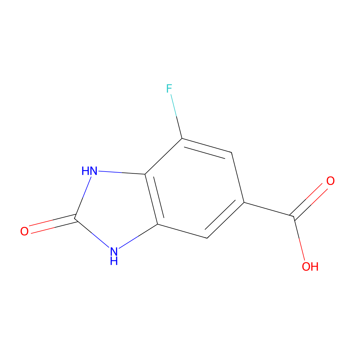 7-fluoro-2-oxo-2,3-dihydro-1H-1,3-benzodiazole-5-carboxylic acid molecular structure, CAS 1388063-12-4