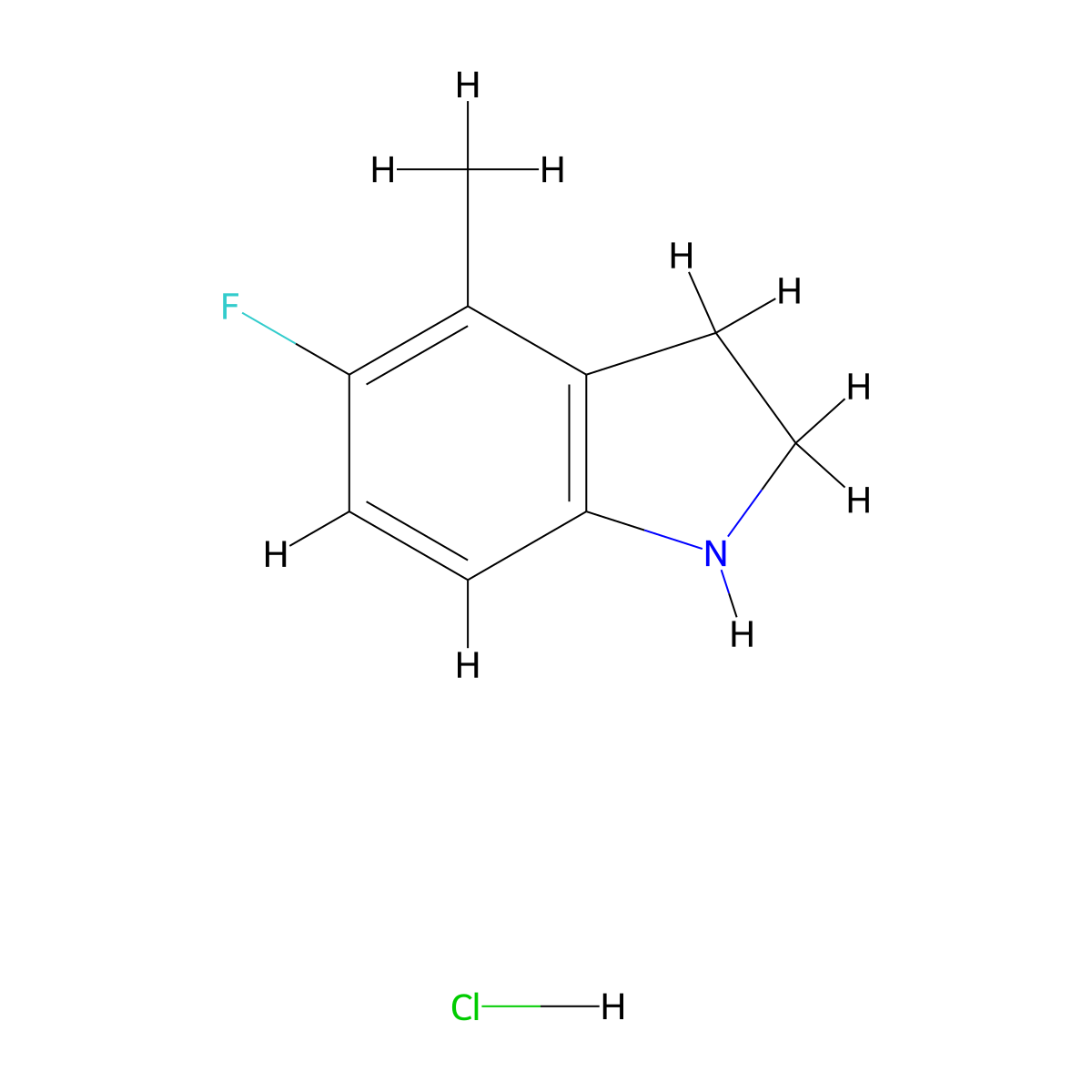 5-Fluoro-4-methylindoline hydrochloride molecular structure, CAS 1388063-84-0
