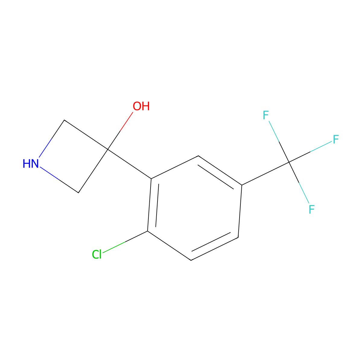 3-[2-Chloro-5-(trifluoromethyl)phenyl]azetidin-3-ol molecular structure, CAS 1388063-89-5