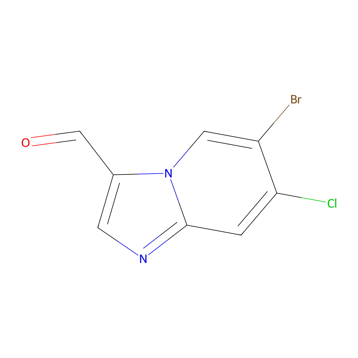 6-Bromo-7-chloroimidazo[1,2-a]pyridine-3-carbaldehyde molecular structure, CAS 1388063-90-8