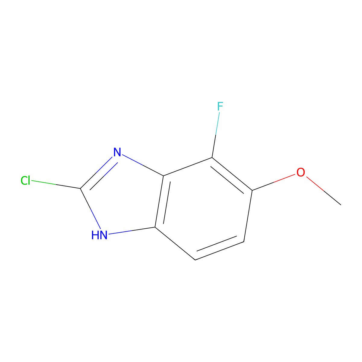 2-chloro-7-fluoro-6-methoxy-1H-1,3-benzodiazole molecular structure, CAS 1388064-23-0