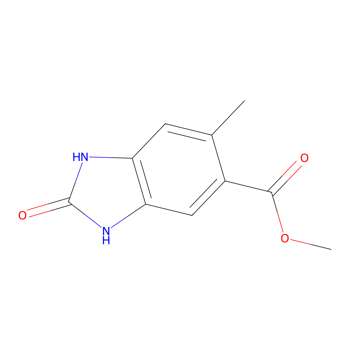 methyl 6-methyl-2-oxo-2,3-dihydro-1H-1,3-benzodiazole-5-carboxylate molecular structure, CAS 1388064-36-5