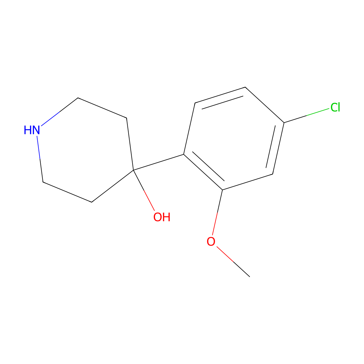 4-(4-Chloro-2-methoxyphenyl)-4-piperidinol molecular structure, CAS 1388064-75-2