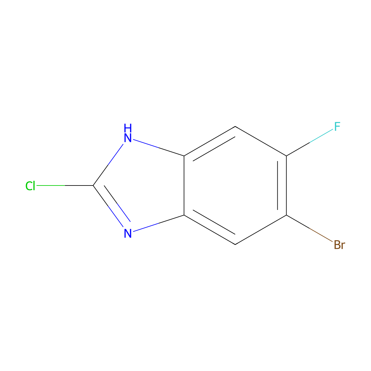 5-Bromo-2-chloro-6-fluoro-1H-1,3-benzimidazole molecular structure, CAS 1388065-13-1