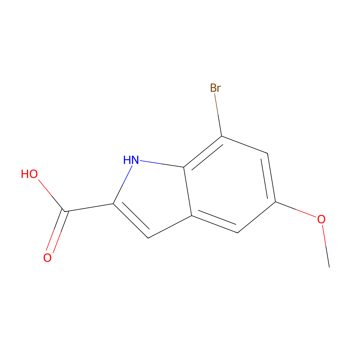 7-bromo-5-methoxy-1H-indole-2-carboxylic acid molecular structure, CAS 1388065-18-6