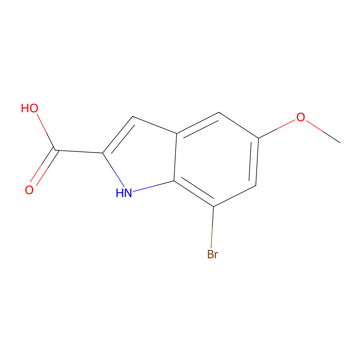 7-bromo-5-methoxy-1H-indole-2-carboxylic acid molecular structure, CAS 1388065-18-6