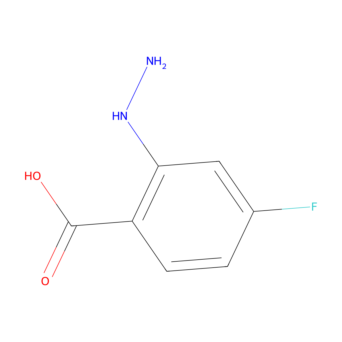4-Fluoro-2-hydrazinylbenzoic acid molecular structure, CAS 1388065-19-7