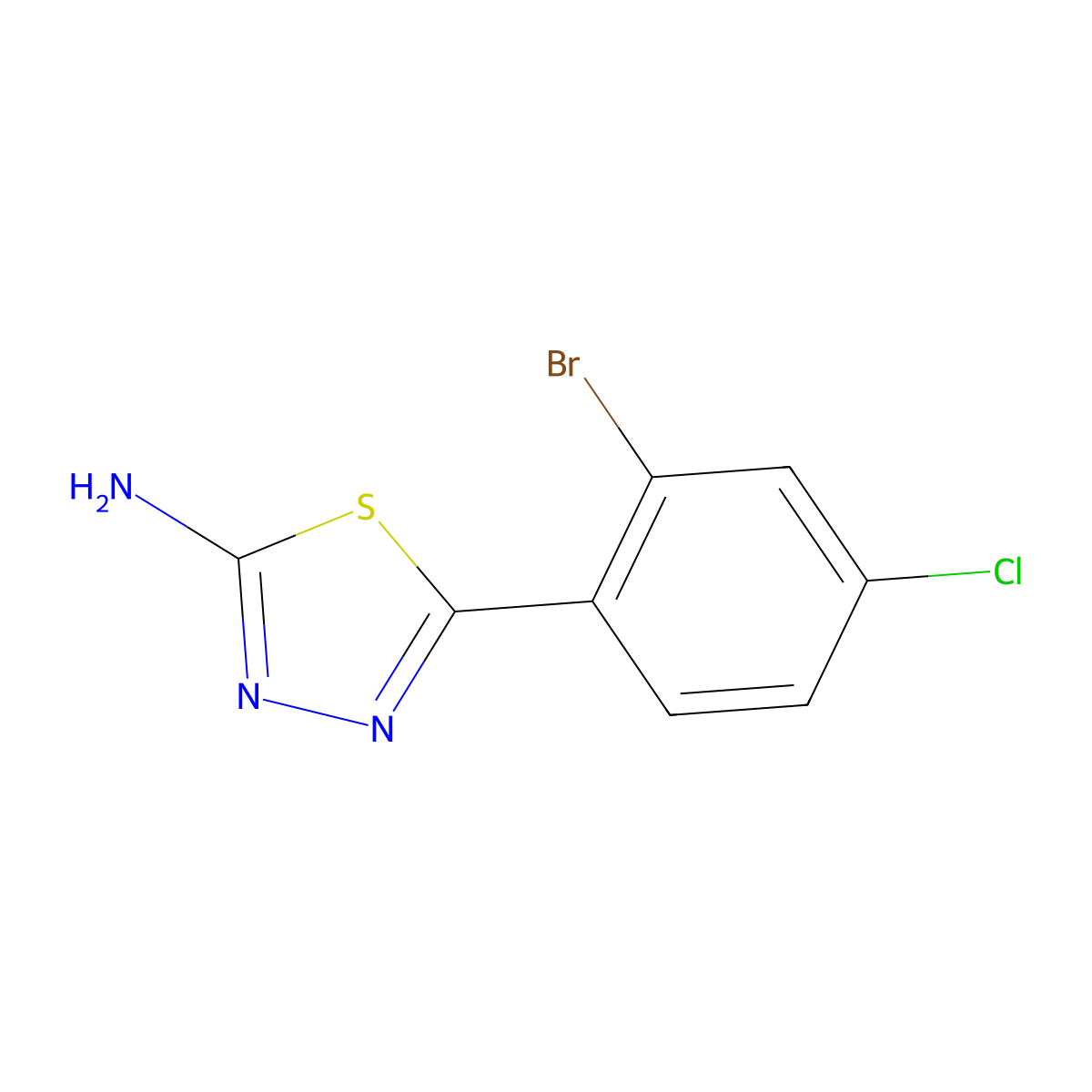 5-(2-Bromo-4-chlorophenyl)-1,3,4-thiadiazol-2-amine molecular structure, CAS 1388066-20-3