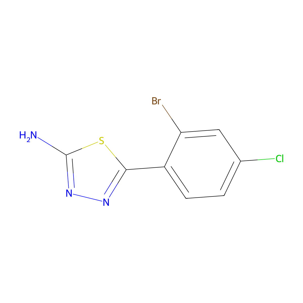 5-(2-Bromo-4-chlorophenyl)-1,3,4-thiadiazol-2-amine molecular structure, CAS 1388066-20-3