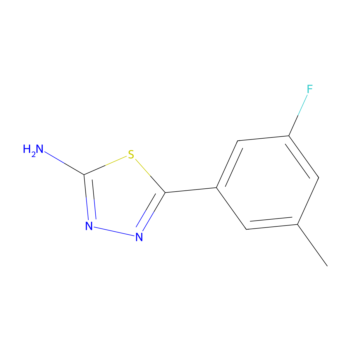 2-Amino-5-(3-fluoro-5-methylphenyl)-1,3,4-thiadiazole molecular structure, CAS 1388066-58-7