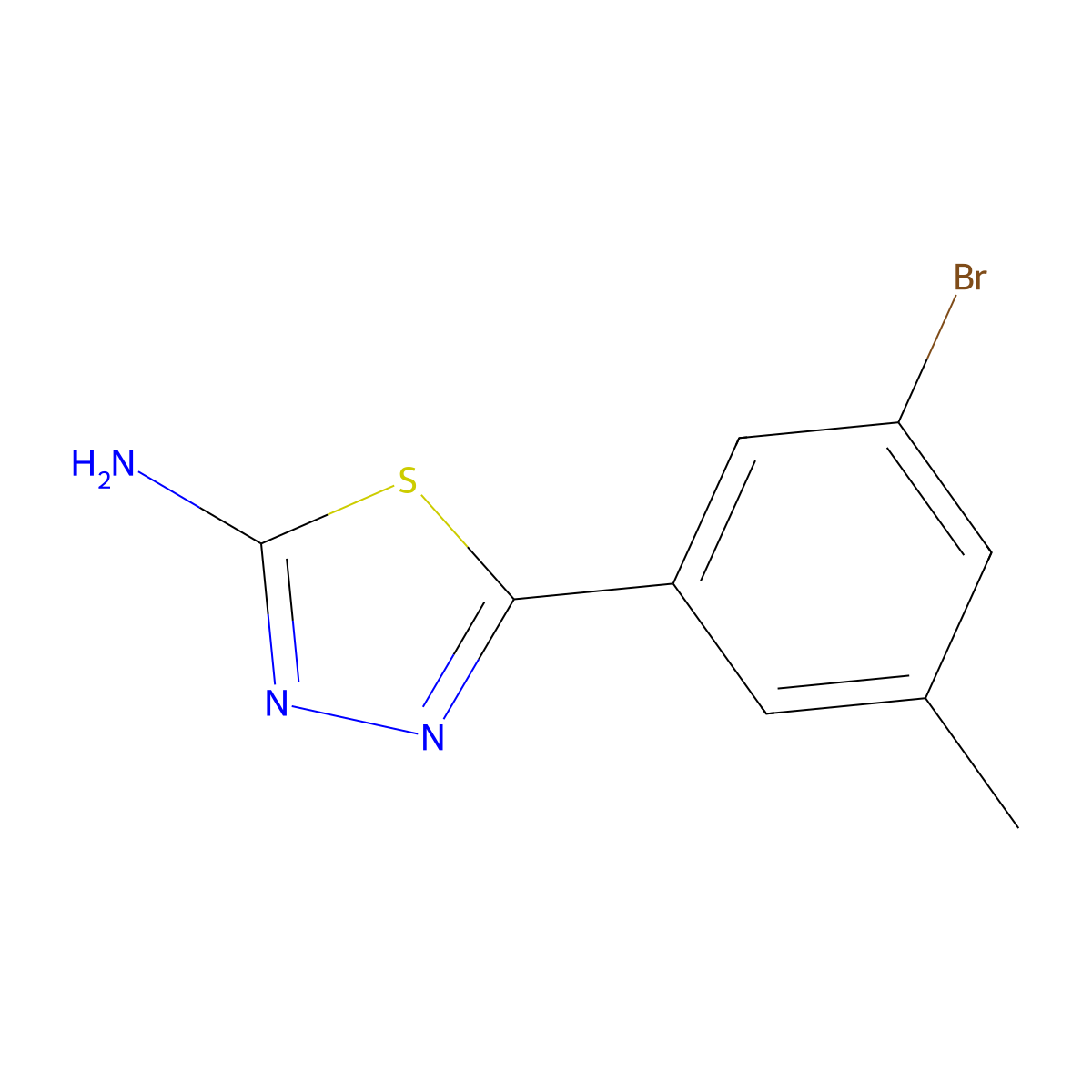 5-(3-Bromo-5-methylphenyl)-1,3,4-thiadiazol-2-amine molecular structure, CAS 1388066-69-0