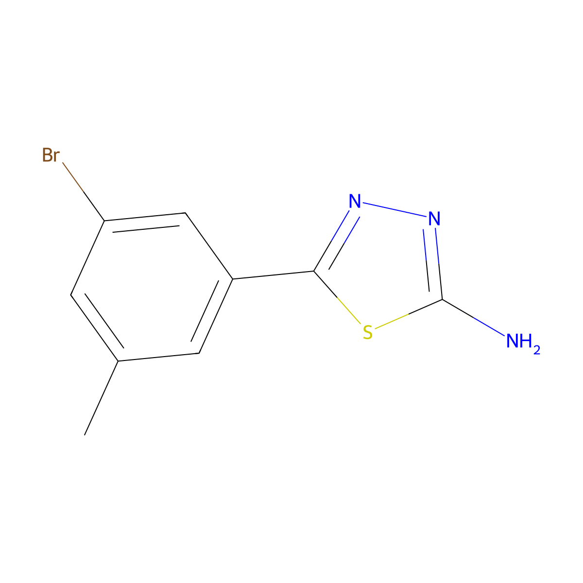 5-(3-Bromo-5-methylphenyl)-1,3,4-thiadiazol-2-amine molecular structure, CAS 1388066-69-0