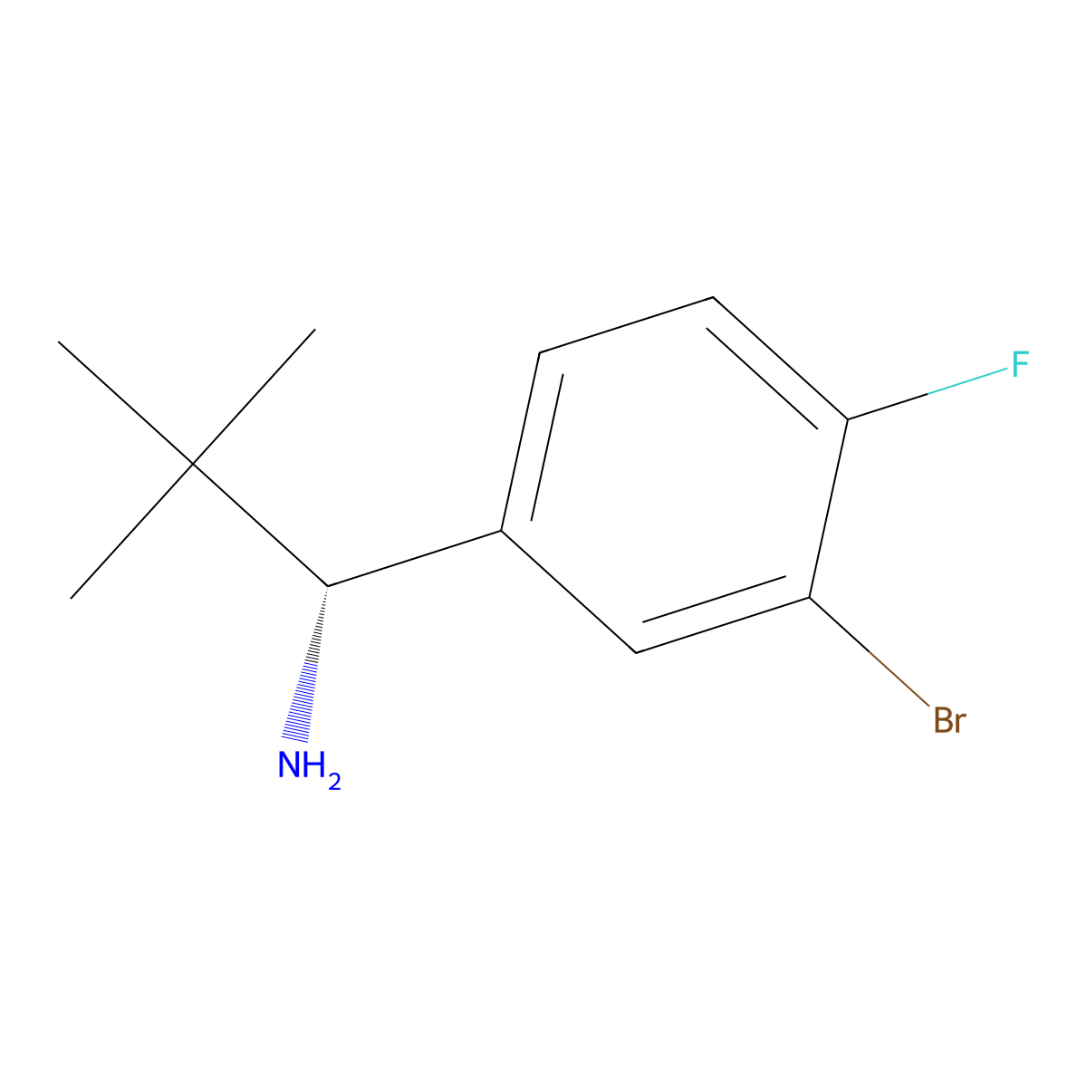 (R)-1-(3-Bromo-4-fluorophenyl)-2,2-dimethylpropan-1-amine molecular structure, CAS 1388067-37-5