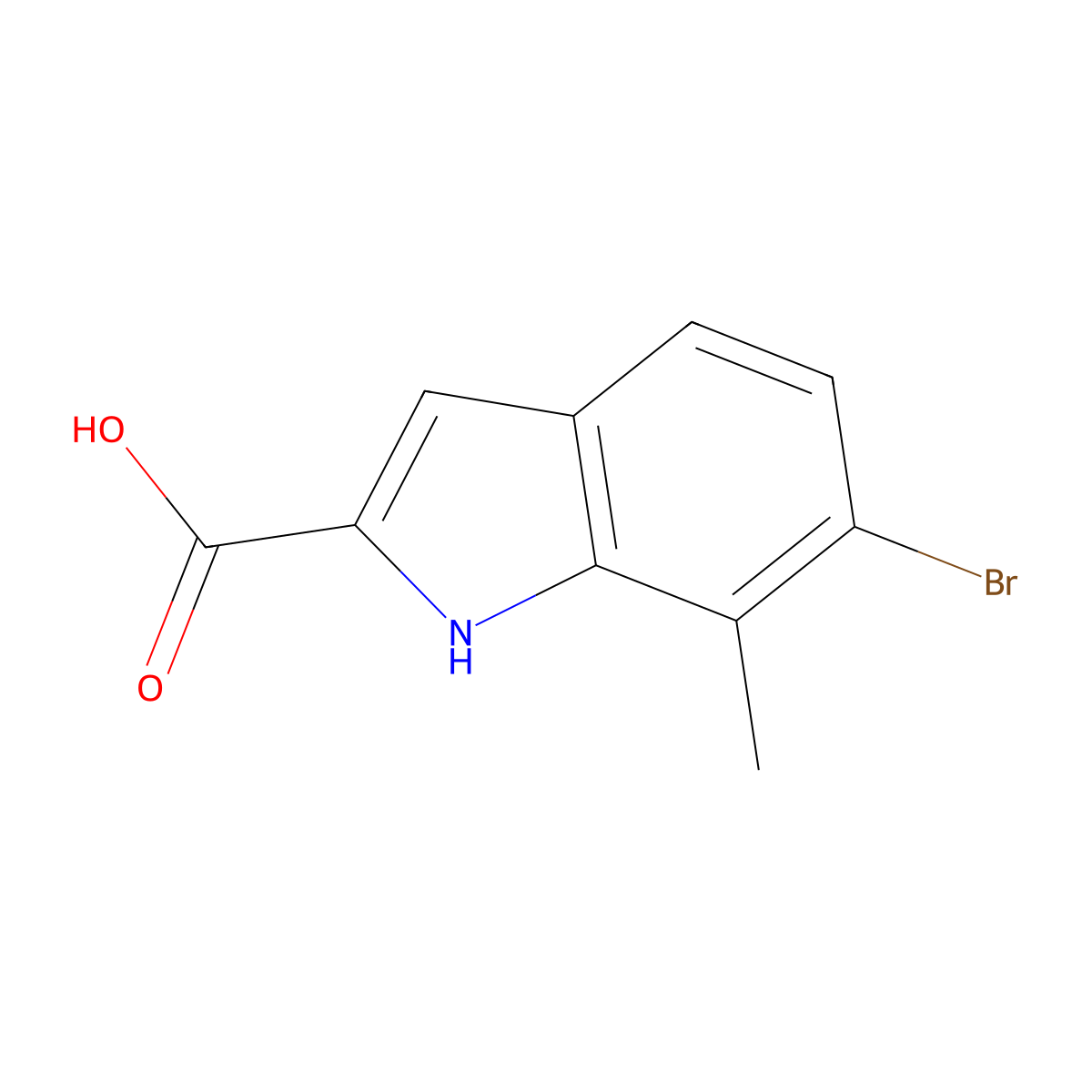 6-bromo-7-methyl-1H-indole-2-carboxylic acid molecular structure, CAS 1388069-72-4