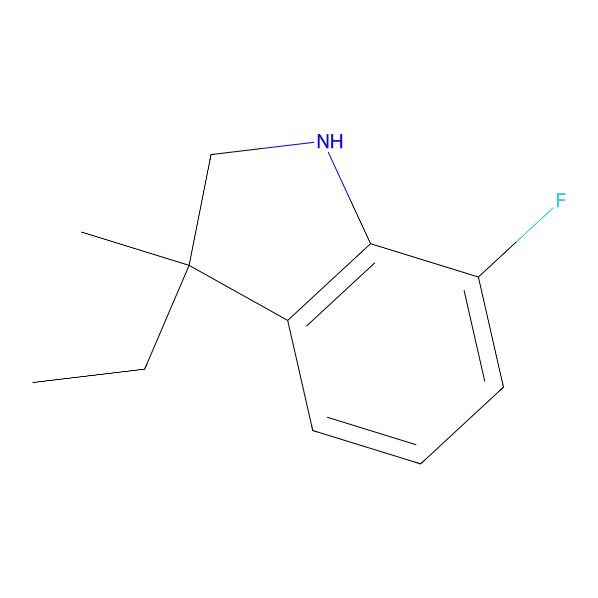 3-Ethyl-7-fluoro-3-methyl-2,3-dihydro-1H-indole molecular structure, CAS 1388070-93-6