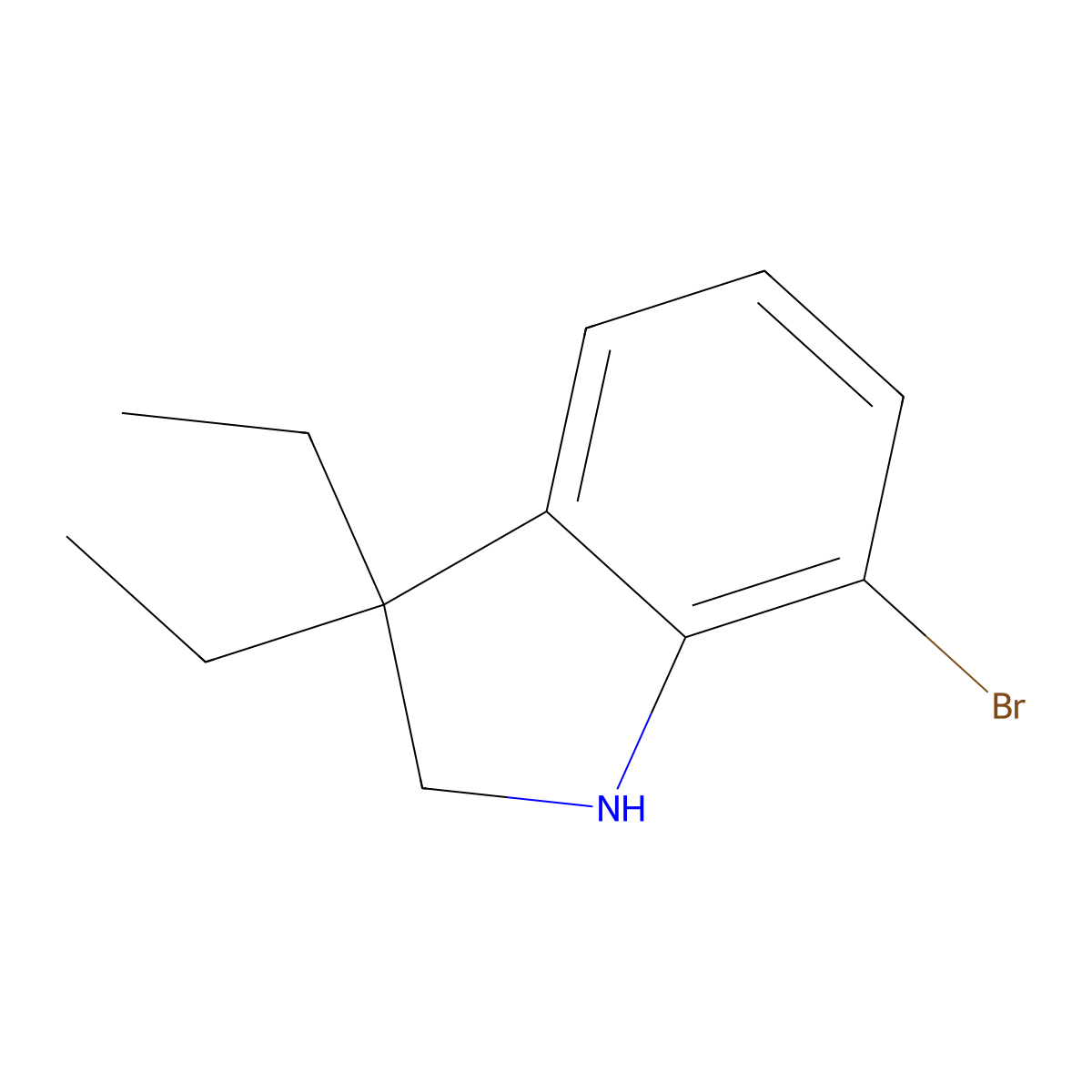7-Bromo-3,3-diethyl-2,3-dihydro-1H-indole molecular structure, CAS 1388071-69-9