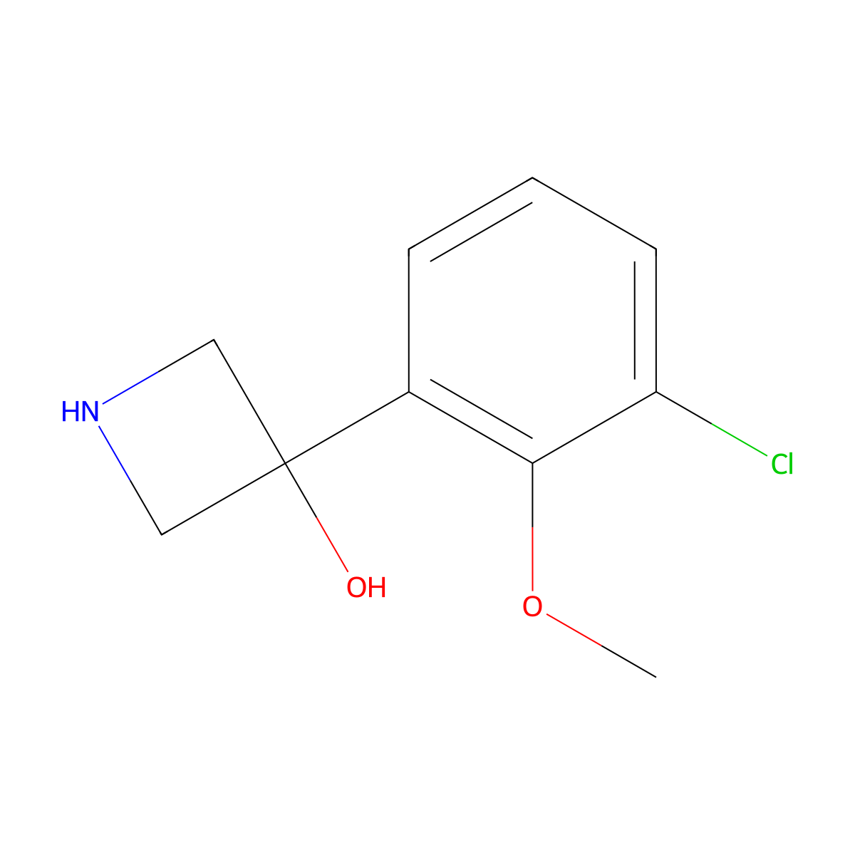 3-(3-Chloro-2-methoxyphenyl)azetidin-3-ol molecular structure, CAS 1388072-54-5