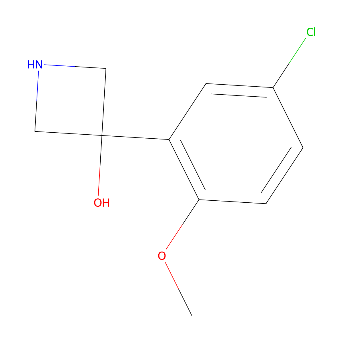 3-(5-Chloro-2-methoxyphenyl)azetidin-3-ol molecular structure, CAS 1388072-63-6