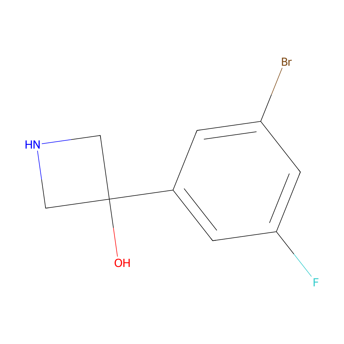 3-(3-Bromo-5-fluorophenyl)azetidin-3-ol molecular structure, CAS 1388072-98-7