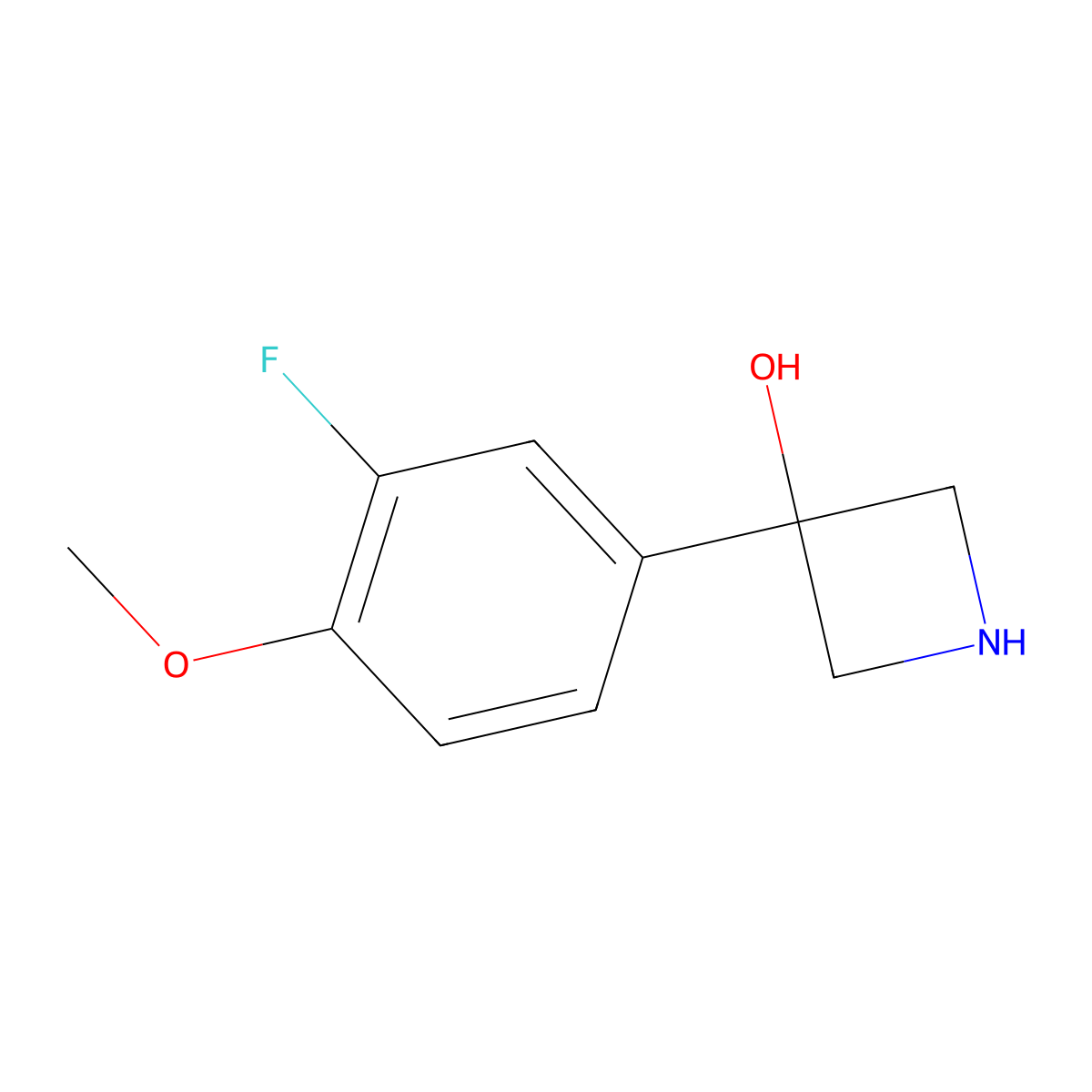 3-(3-Fluoro-4-methoxyphenyl)azetidin-3-ol molecular structure, CAS 1388073-23-1