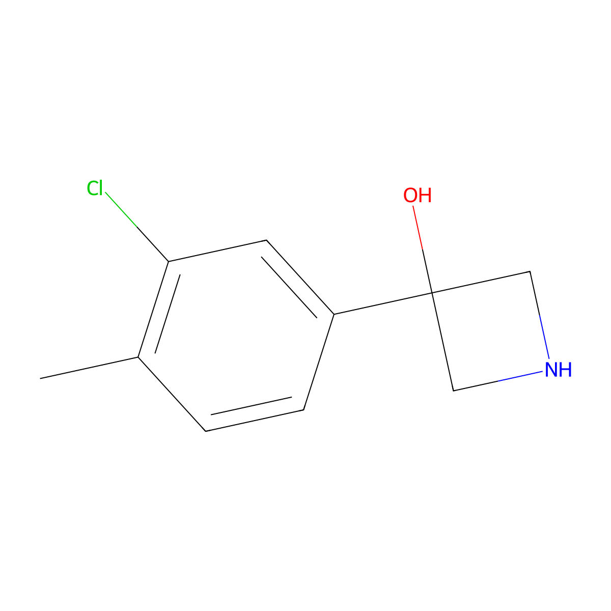3-(3-Chloro-4-methylphenyl)azetidin-3-ol molecular structure, CAS 1388073-32-2