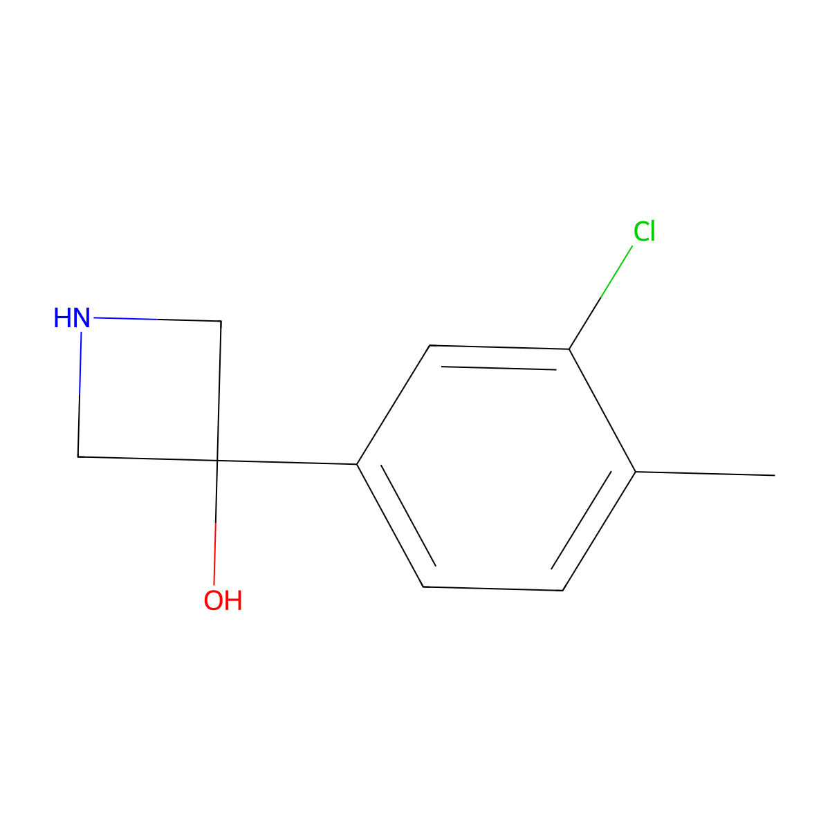 3-(3-Chloro-4-methylphenyl)azetidin-3-ol molecular structure, CAS 1388073-32-2