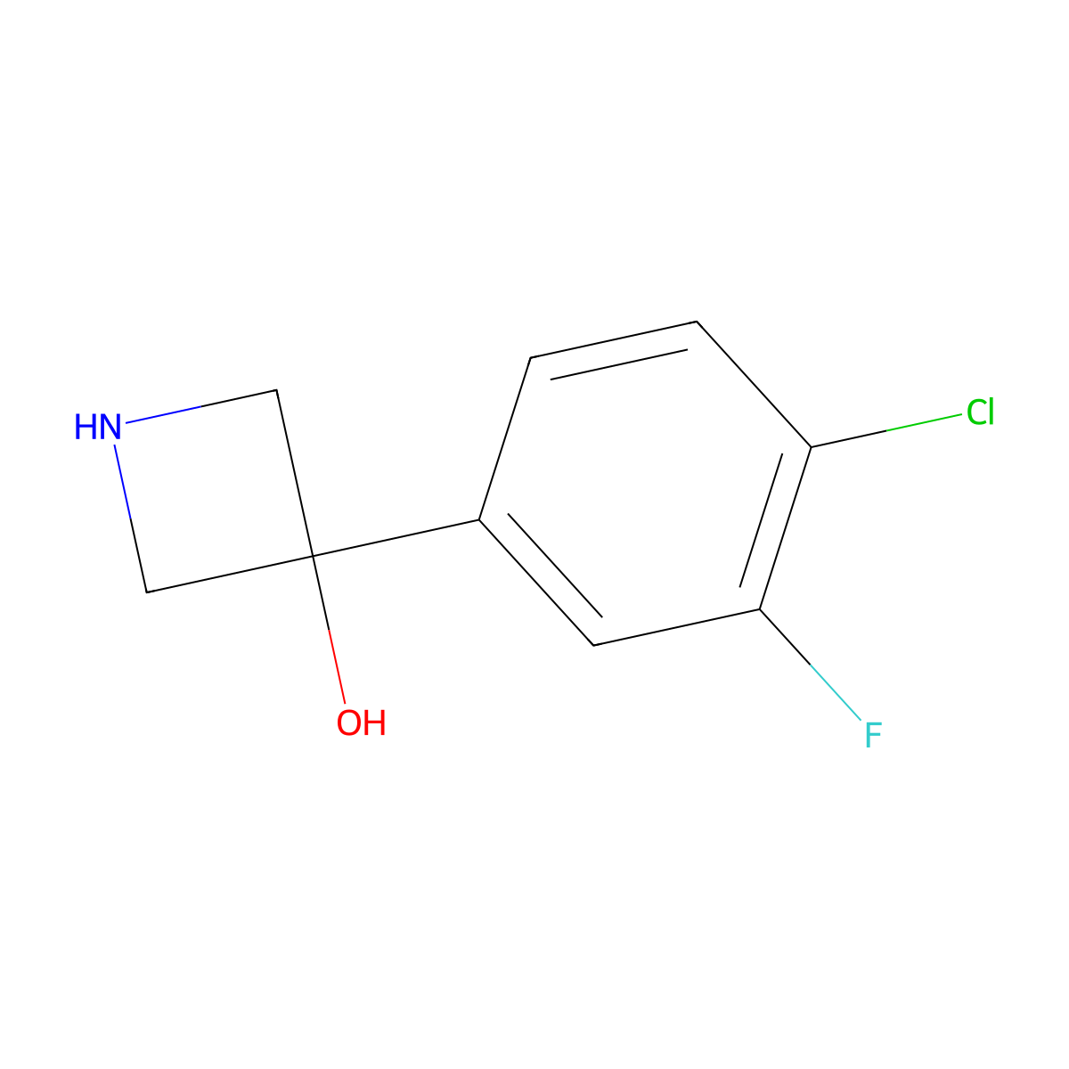3-(4-Chloro-3-fluorophenyl)azetidin-3-ol molecular structure, CAS 1388073-44-6