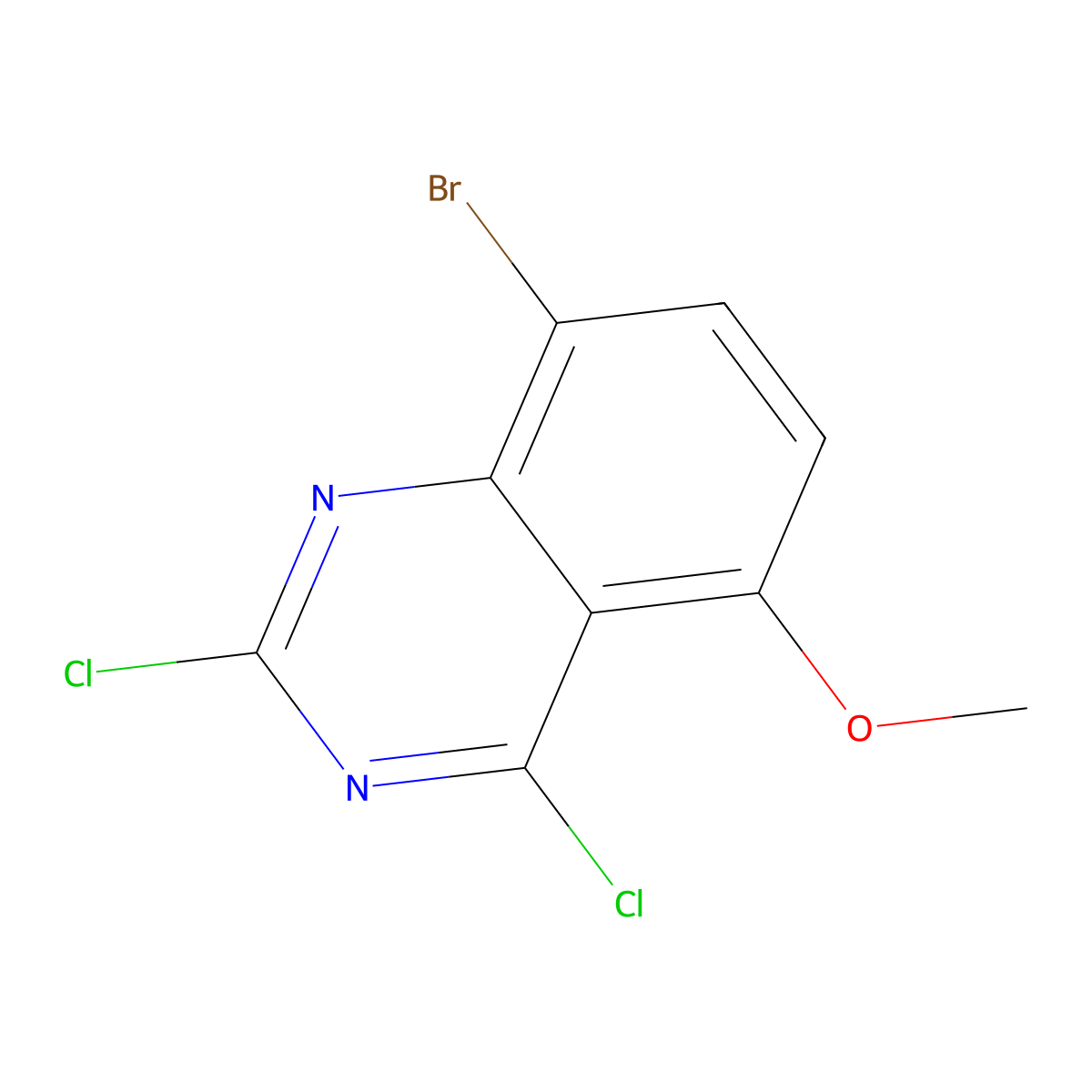 8-Bromo-2,4-dichloro-5-methoxyquinazoline molecular structure, CAS 1388073-68-4