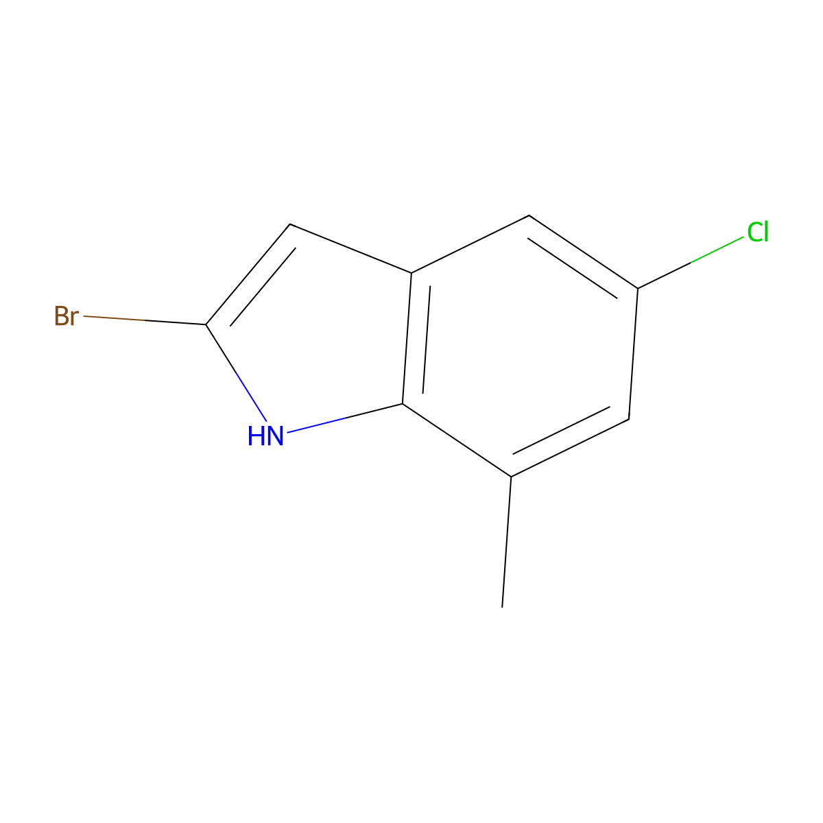 2-bromo-5-chloro-7-methyl-1H-indole molecular structure, CAS 1388074-98-3