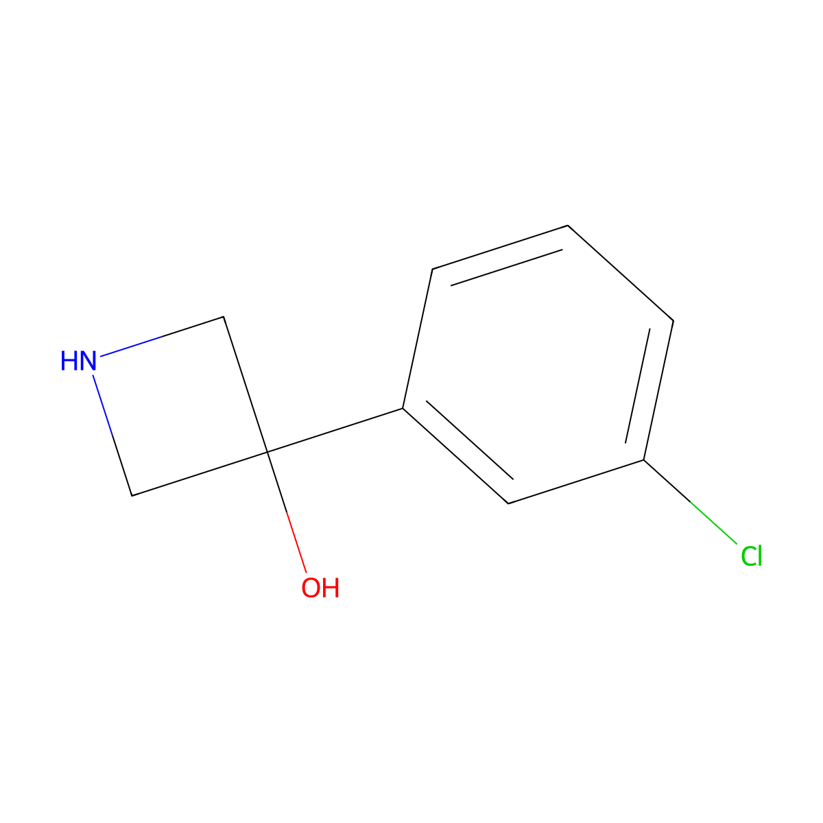 3-(3-Chlorophenyl)azetidin-3-ol molecular structure, CAS 1388075-12-4
