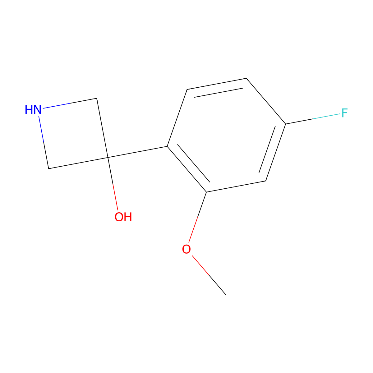 3-(4-Fluoro-2-methoxyphenyl)azetidin-3-ol molecular structure, CAS 1388075-27-1