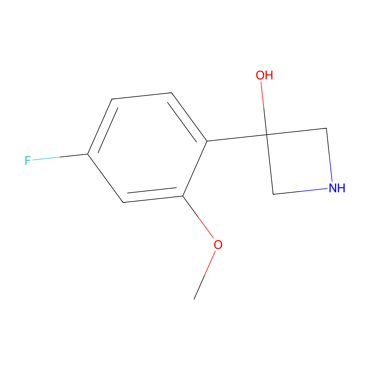 3-(4-Fluoro-2-methoxyphenyl)azetidin-3-ol molecular structure, CAS 1388075-27-1