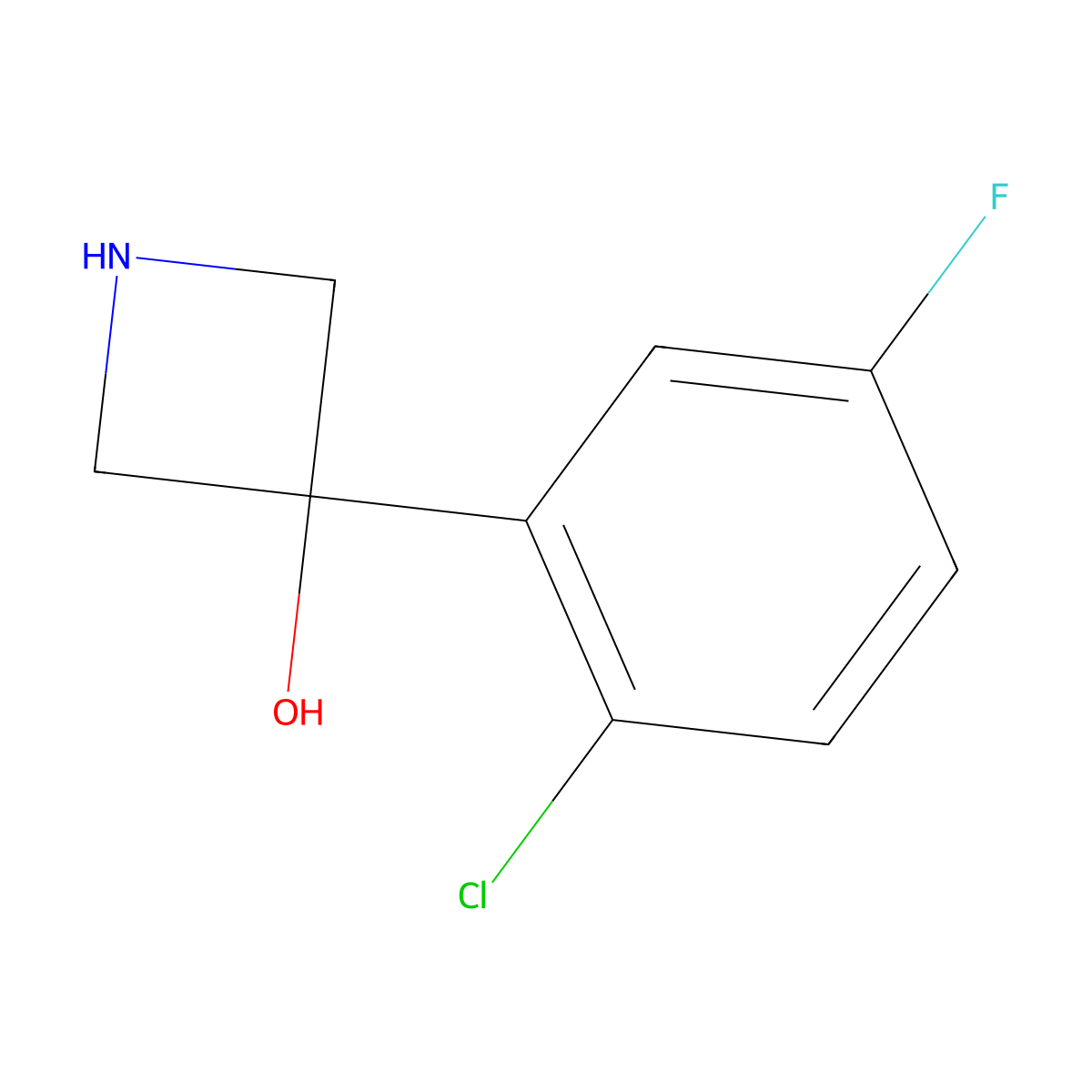 3-(2-Chloro-5-fluorophenyl)azetidin-3-ol molecular structure, CAS 1388075-32-8