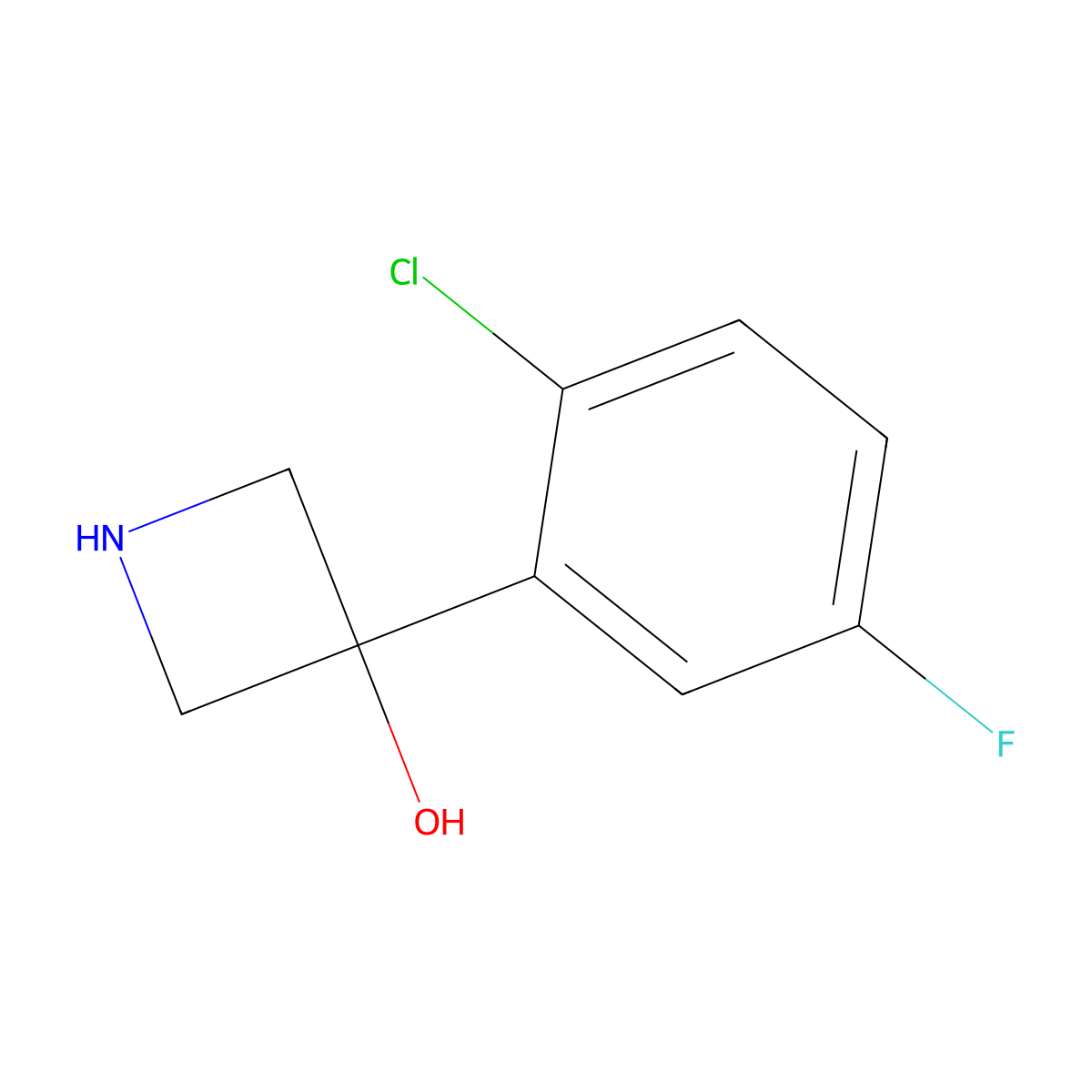 3-(2-Chloro-5-fluorophenyl)azetidin-3-ol molecular structure, CAS 1388075-32-8