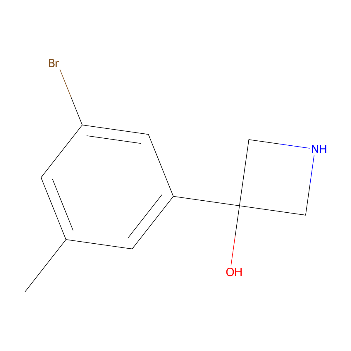 3-(3-Bromo-5-methylphenyl)azetidin-3-ol molecular structure, CAS 1388075-37-3