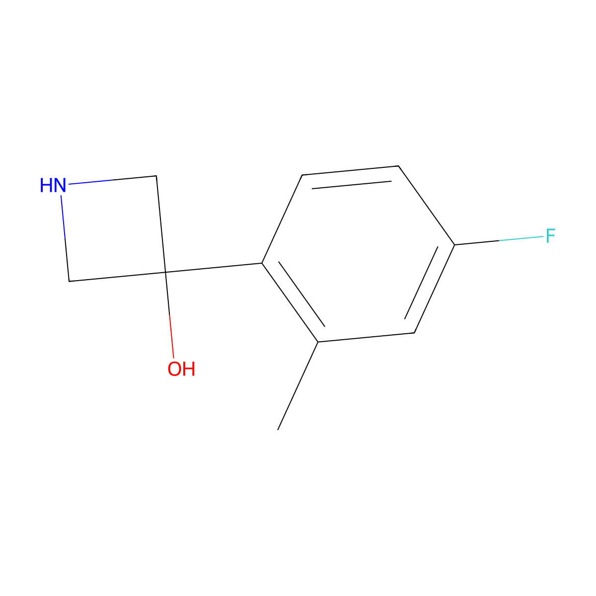 3-(4-Fluoro-2-methylphenyl)azetidin-3-ol molecular structure, CAS 1388075-54-4