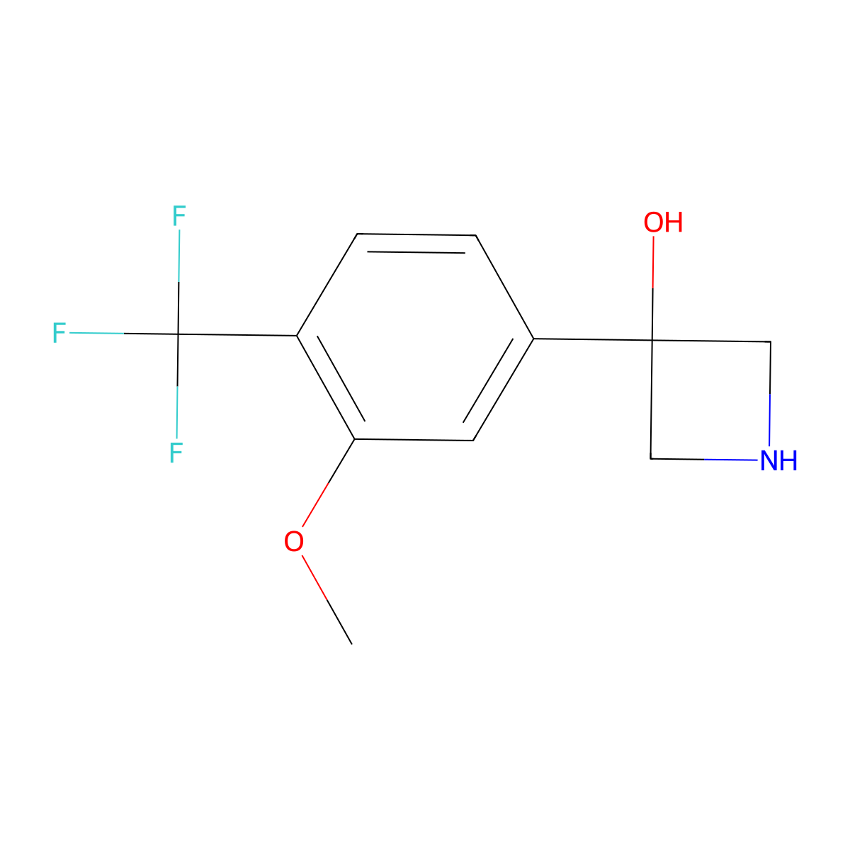 3-[3-Methoxy-4-(trifluoromethyl)phenyl]azetidin-3-ol molecular structure, CAS 1388075-74-8