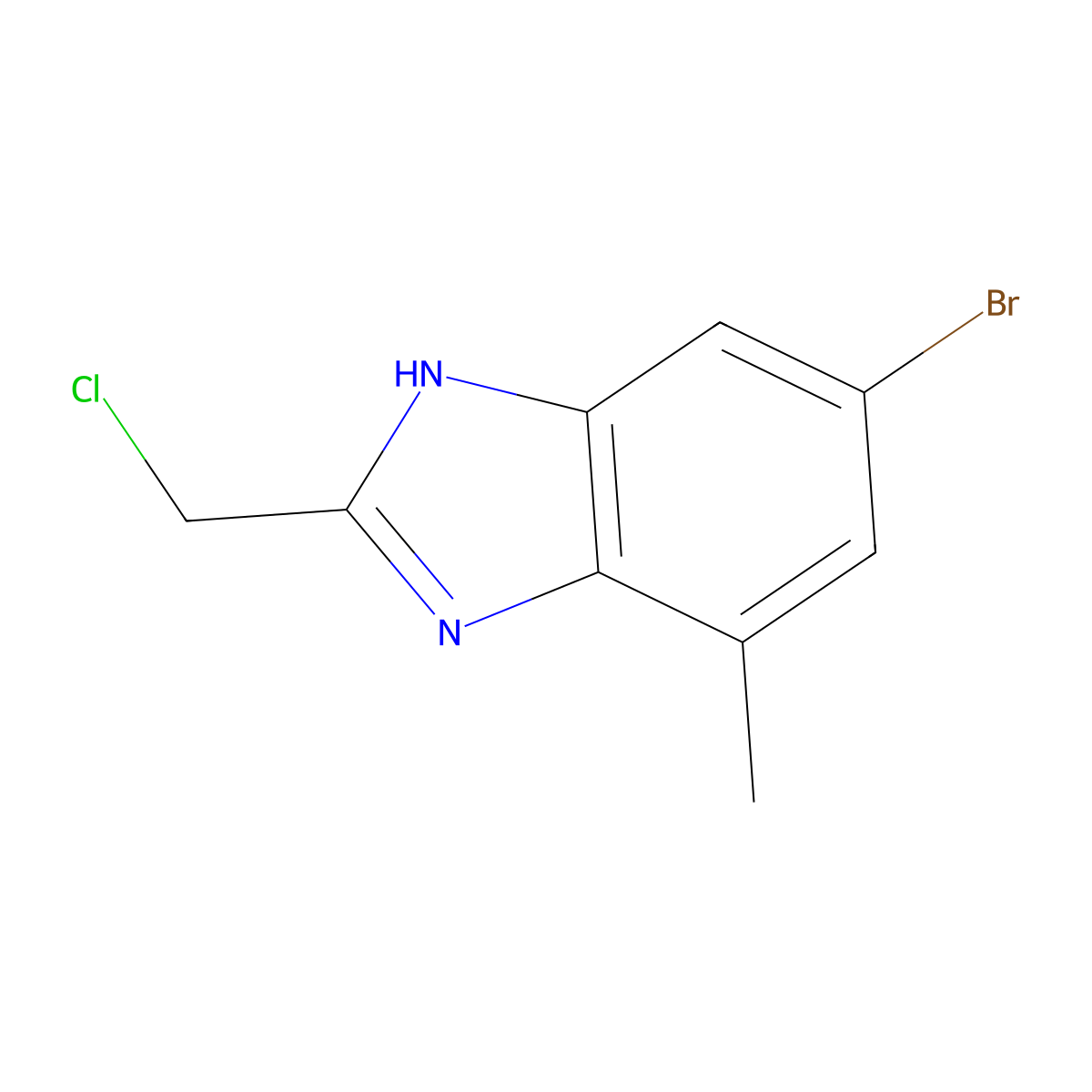 6-bromo-2-(chloromethyl)-4-methyl-1H-1,3-benzodiazole molecular structure, CAS 1388076-10-5