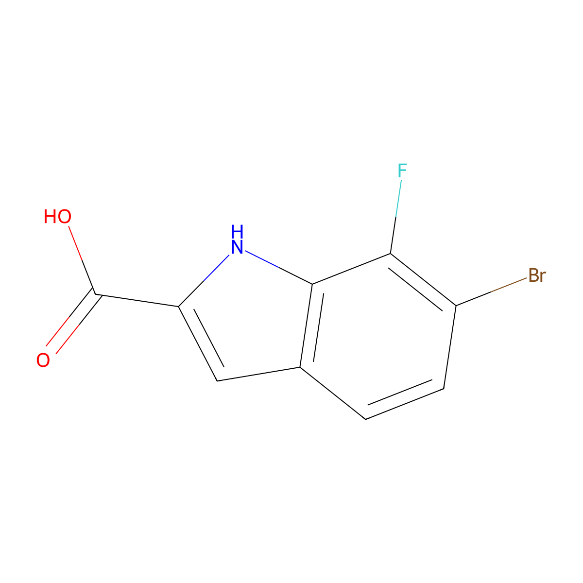 6-bromo-7-fluoro-1H-indole-2-carboxylic acid molecular structure, CAS 1388076-26-3