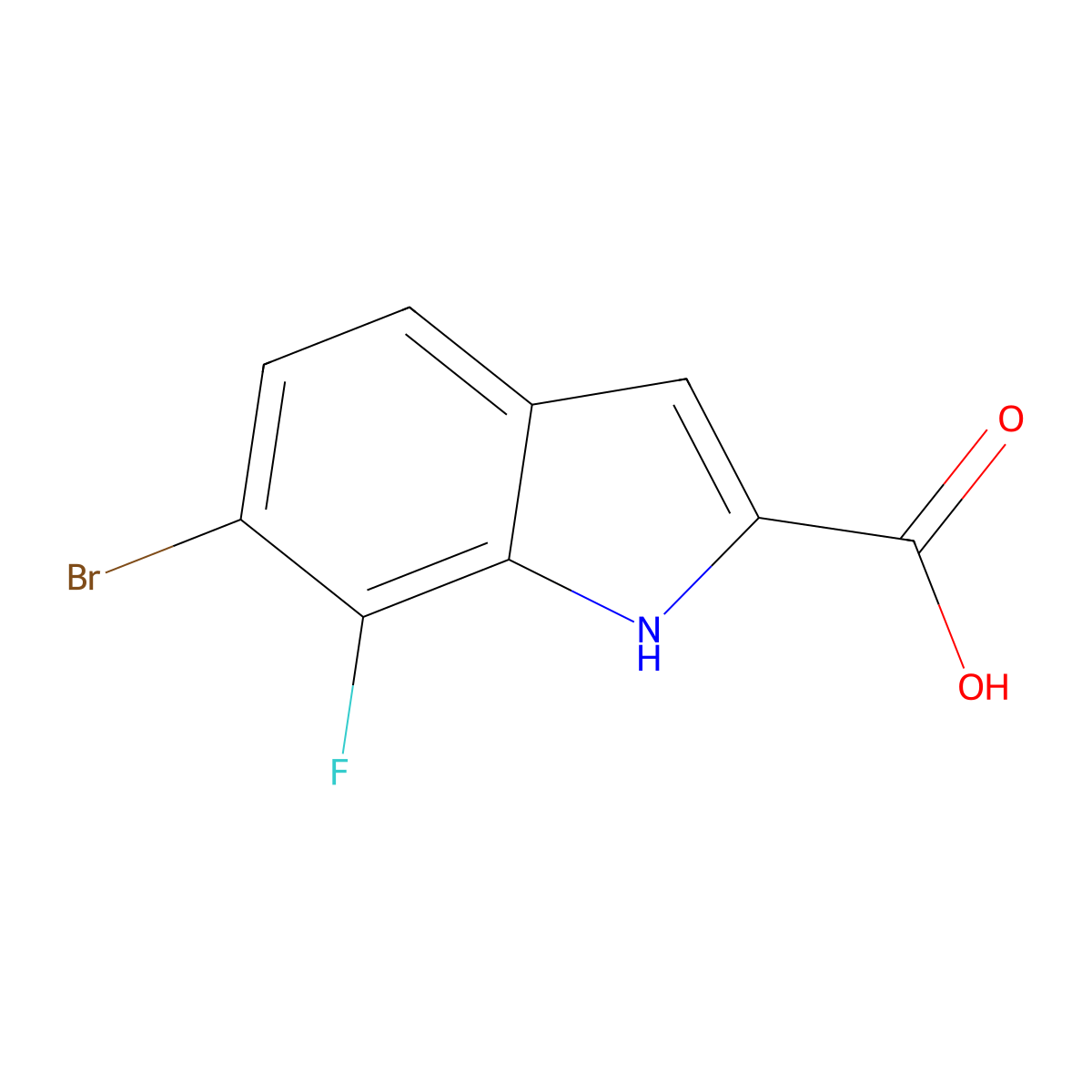 6-bromo-7-fluoro-1H-indole-2-carboxylic acid molecular structure, CAS 1388076-26-3