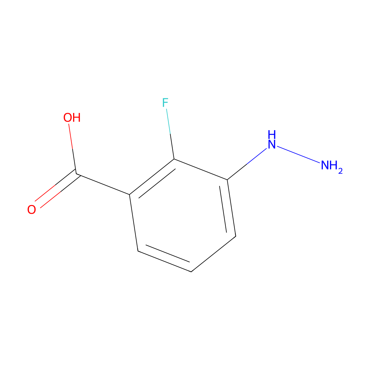 2-Fluoro-3-hydrazinylbenzoic acid molecular structure, CAS 1388076-49-0