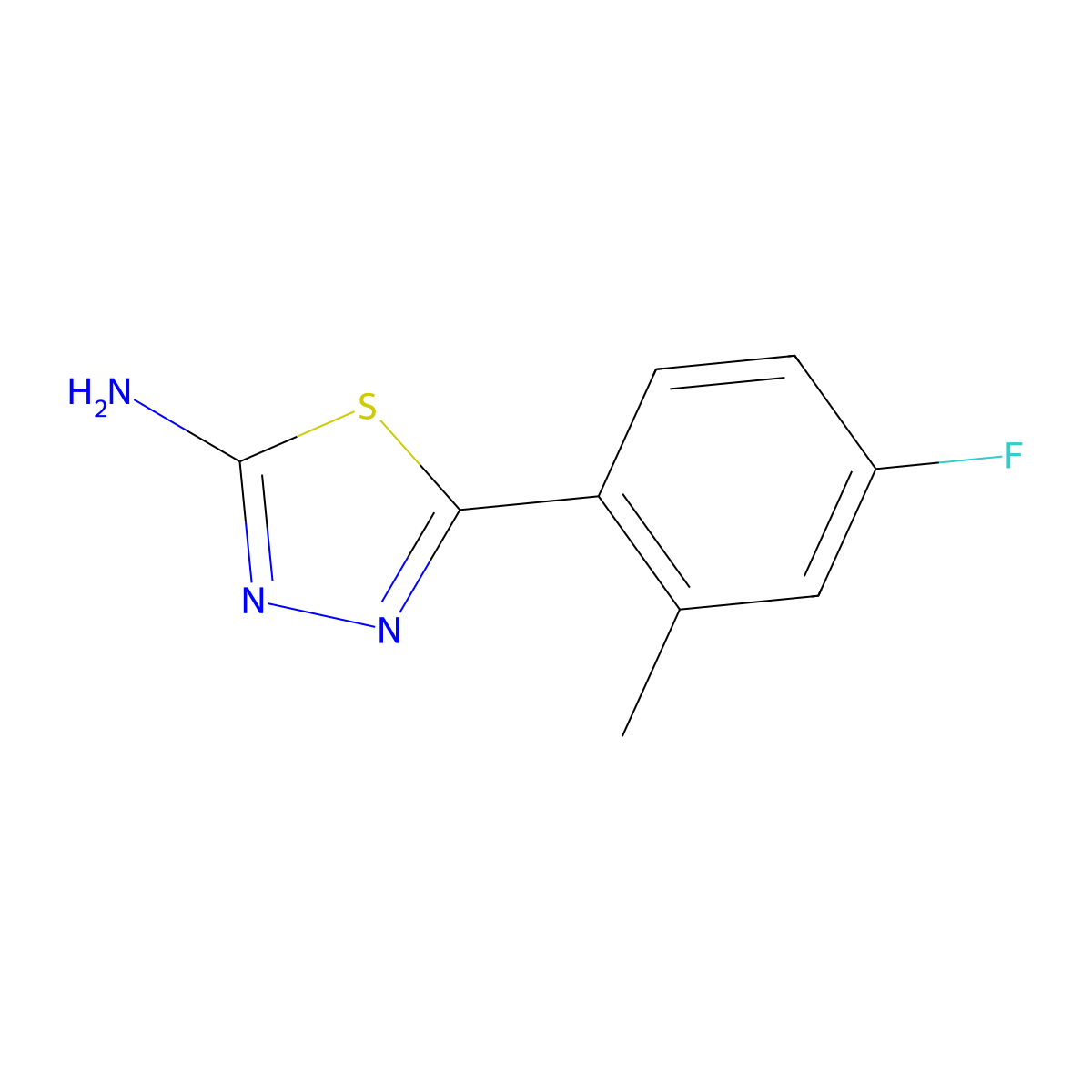 5-(4-Fluoro-2-methylphenyl)-1,3,4-thiadiazol-2-amine molecular structure, CAS 1388076-63-8