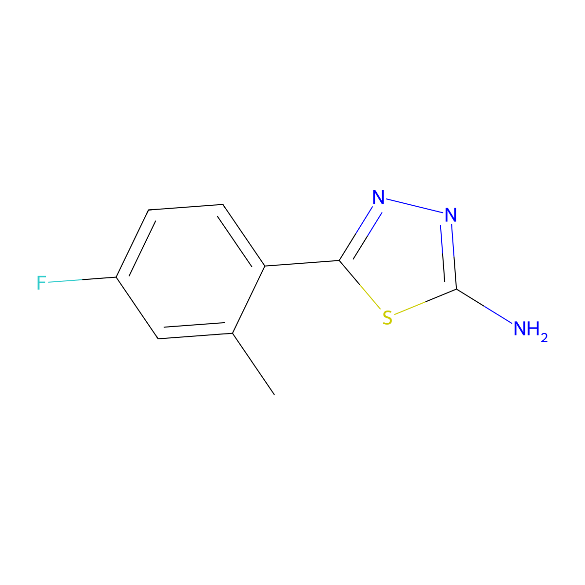 5-(4-Fluoro-2-methylphenyl)-1,3,4-thiadiazol-2-amine molecular structure, CAS 1388076-63-8