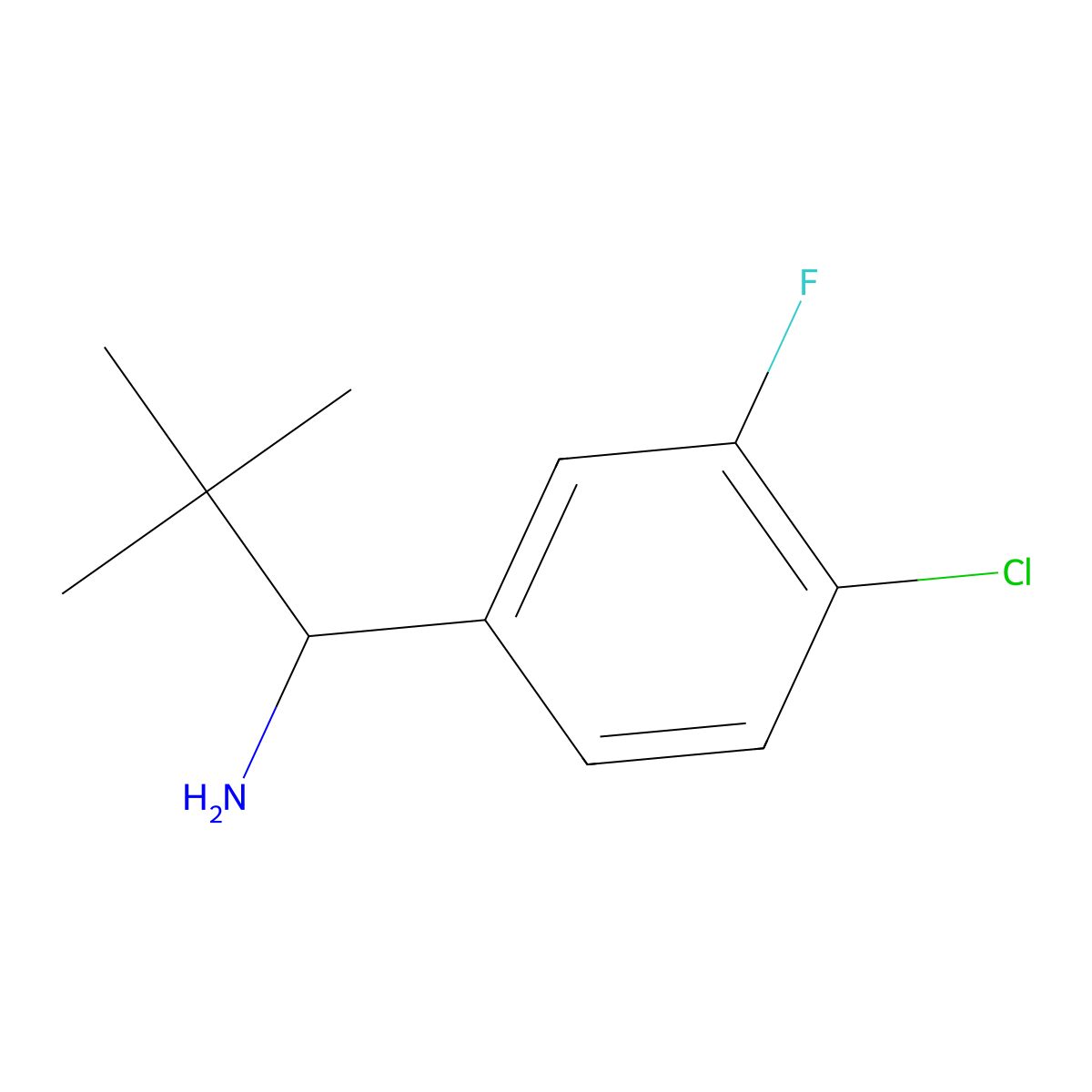 (R)-1-(4-Chloro-3-fluorophenyl)-2,2-dimethylpropan-1-amine molecular structure, CAS 1388084-85-2