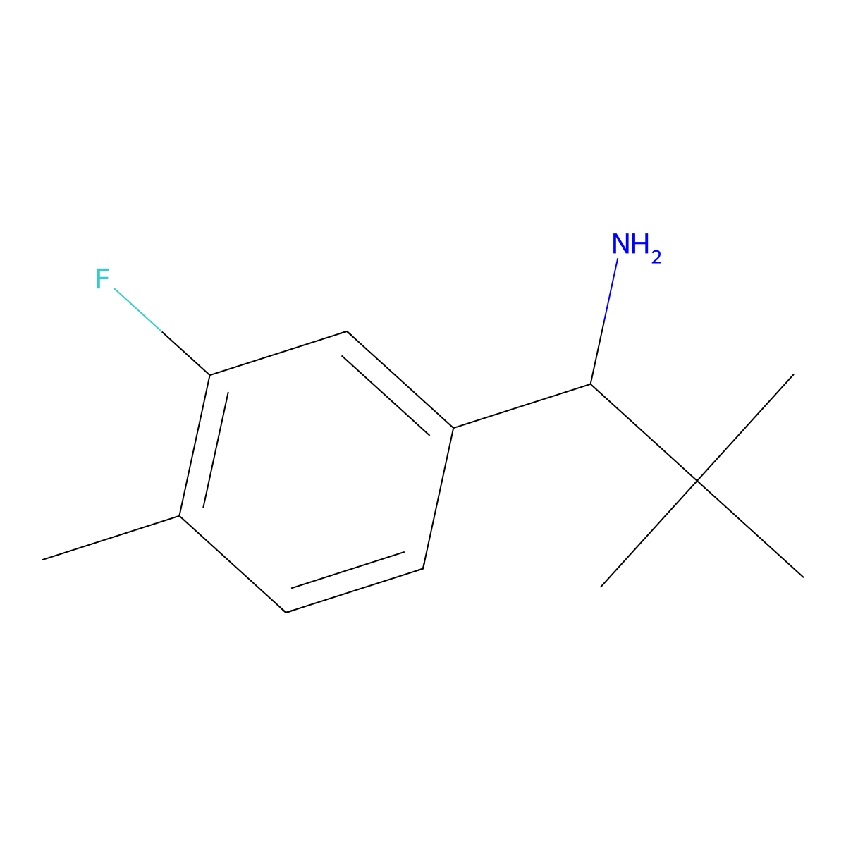 (R)-1-(3-Fluoro-4-methylphenyl)-2,2-dimethylpropan-1-amine molecular structure, CAS 1388123-77-0