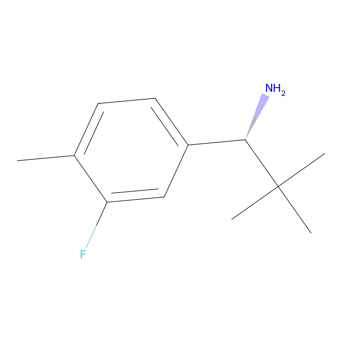 (R)-1-(3-Fluoro-4-methylphenyl)-2,2-dimethylpropan-1-amine molecular structure, CAS 1388123-77-0