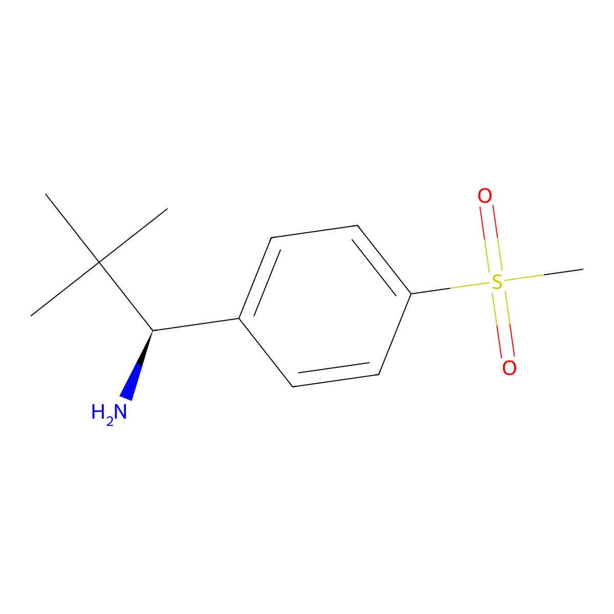 (S)-2,2-Dimethyl-1-(4-(methylsulfonyl)phenyl)propan-1-amine molecular structure, CAS 1388128-36-6