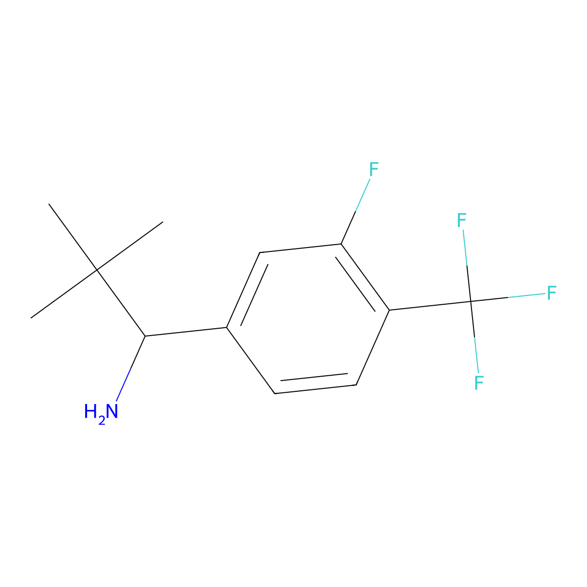 (S)-1-(3-Fluoro-4-(trifluoromethyl)phenyl)-2,2-dimethylpropan-1-amine molecular structure, CAS 1388129-21-2