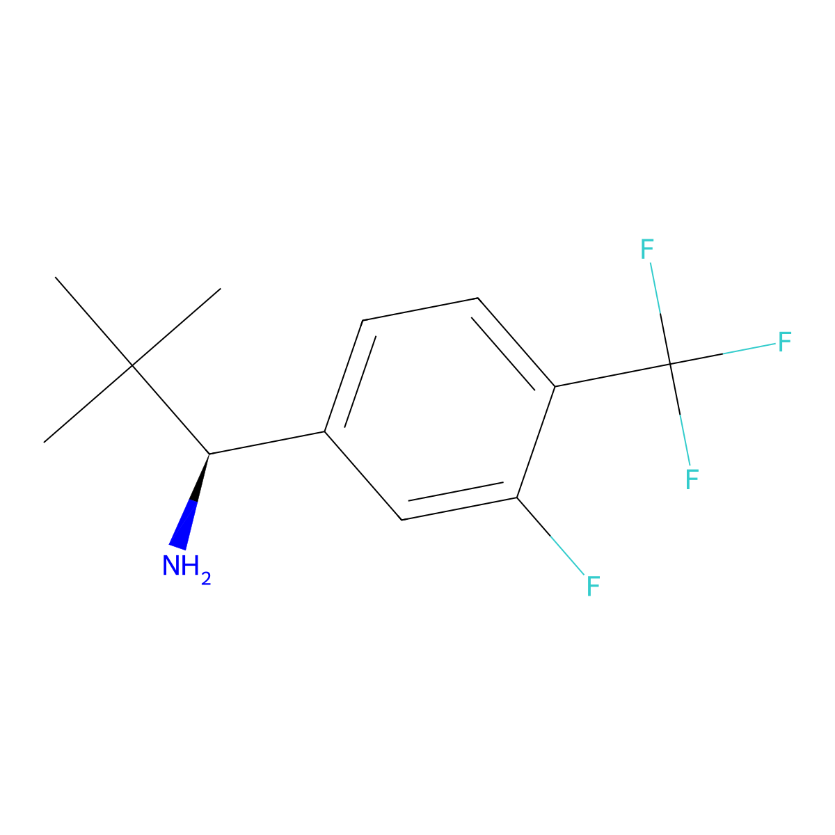 (S)-1-(3-Fluoro-4-(trifluoromethyl)phenyl)-2,2-dimethylpropan-1-amine molecular structure, CAS 1388129-21-2
